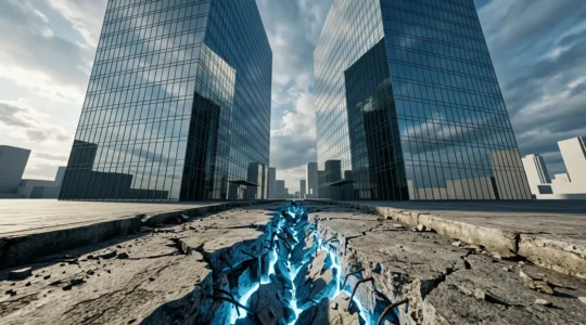 Illustration représentant un conflit contractuel entre entreprises dans le domaine des services cloud et SaaS