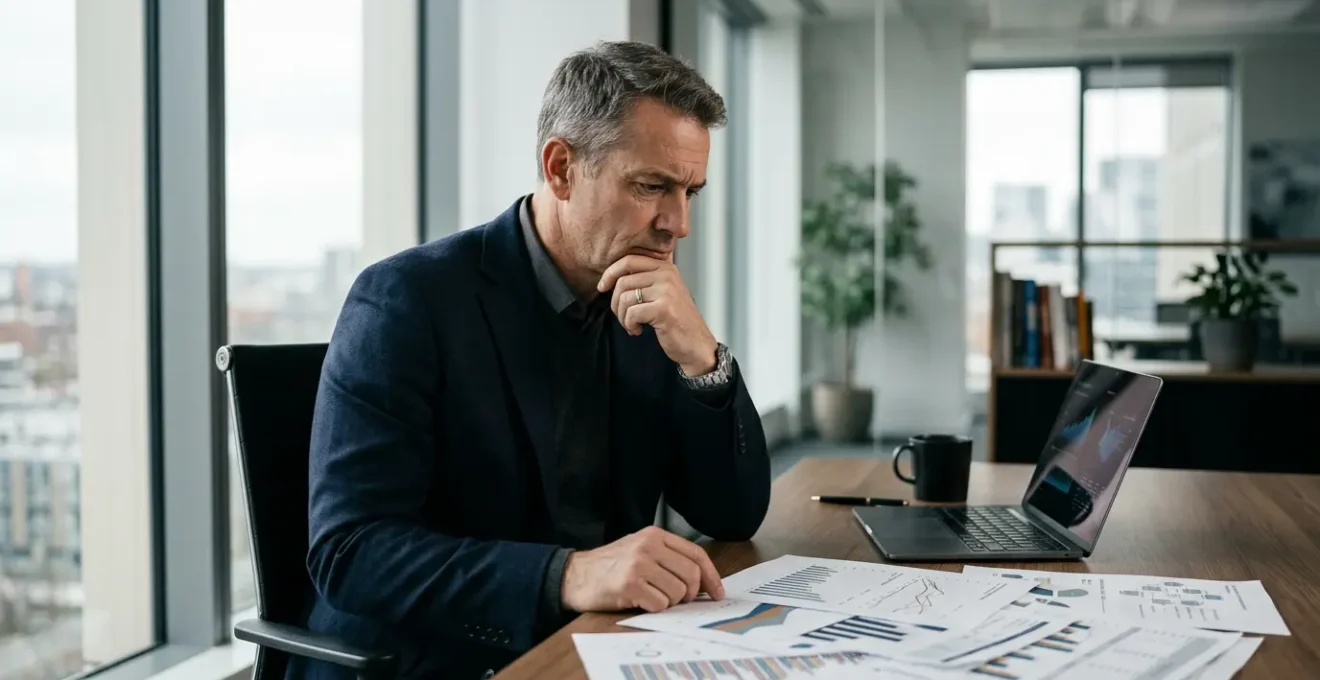 Dirigeant d'entreprise analysant des données financières en période de crise
