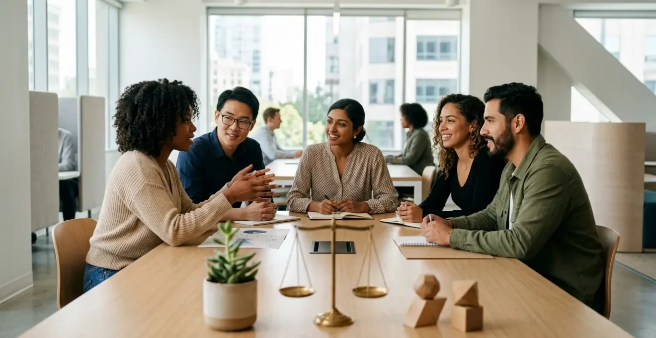 Scene professionnelle moderne symbolisant l'attraction de talents grace a l'epargne salariale et aux avantages sociaux