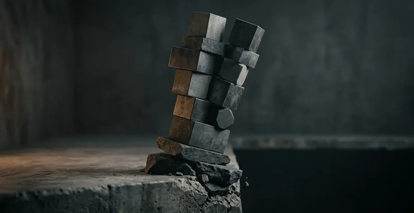 Représentation symbolique de la fragilité financière d'une entreprise avec des capitaux propres négatifs