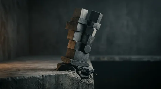 Représentation symbolique de la fragilité financière d'une entreprise avec des capitaux propres négatifs