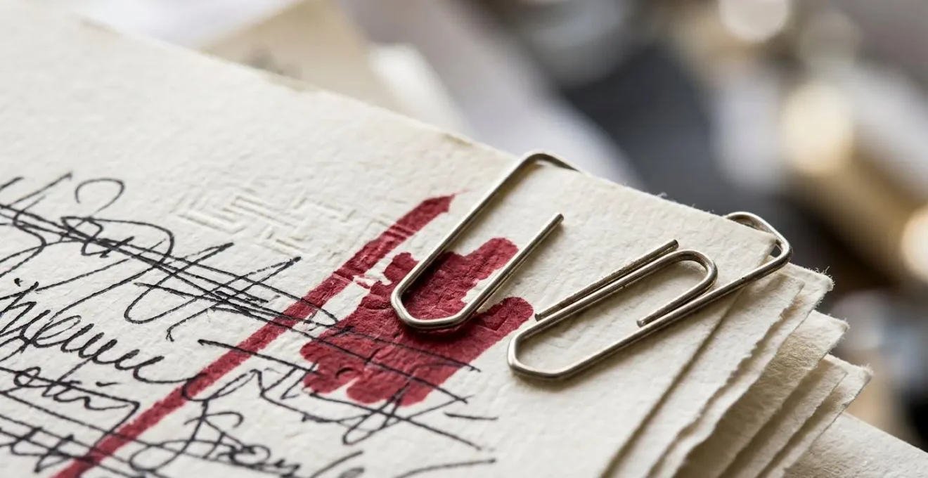 Gros plan sur documents administratifs et correction d'erreurs comptables