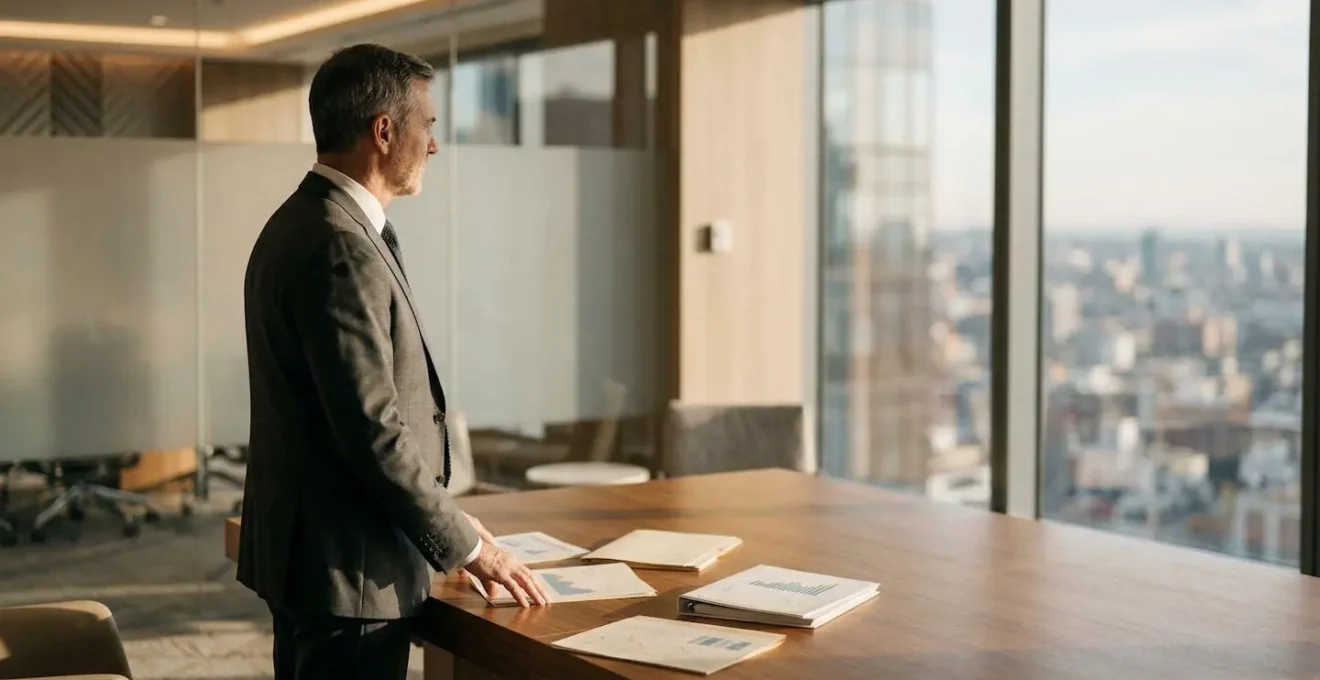 Manager de transition analysant des indicateurs de performance dans un environnement professionnel moderne