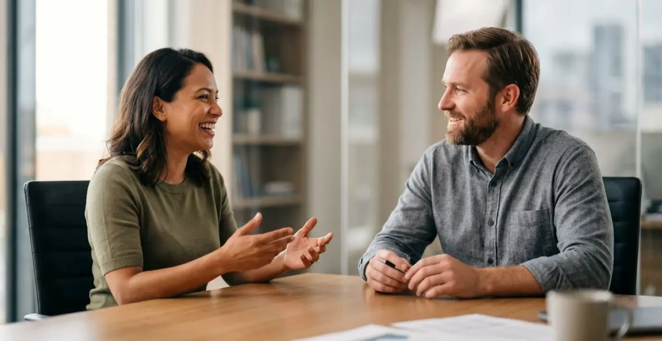 Rencontre professionnelle pour renégociation de contrat d'assurance avec documents
