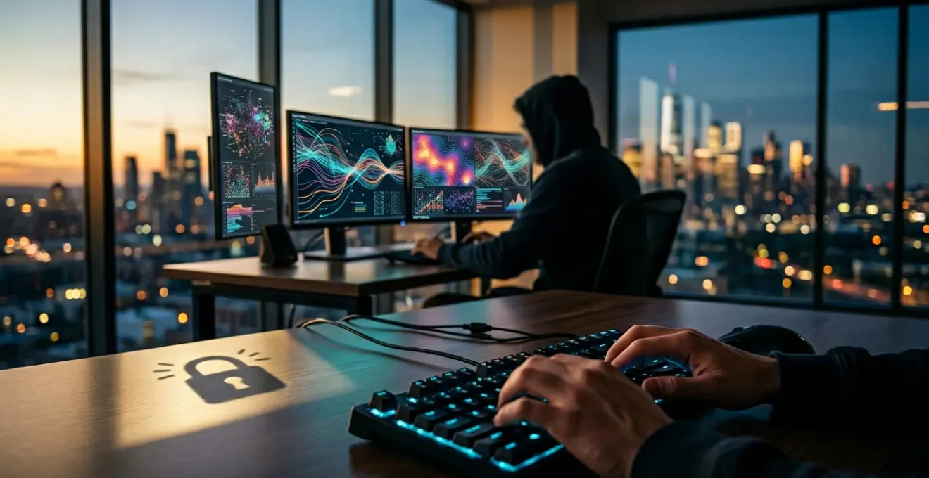 Représentation visuelle d'un expert en cybersécurité effectuant des tests de sécurité informatique pour protéger les systèmes d'entreprise