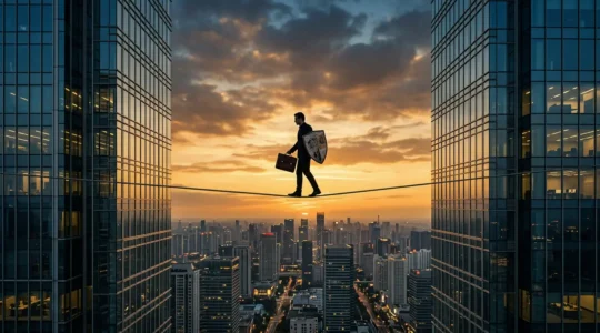 Fondateur de startup face à un défi juridique majeur, symbolisant la résilience entrepreneuriale